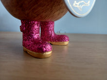 Load image into Gallery viewer, DCUK Wooden Disco Duck Pink Glitter Welly Boots Named CASPER