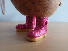 Load image into Gallery viewer, DCUK Wooden Disco Duck Pink Glitter Welly Boots Named CASPER