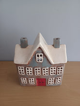 Load image into Gallery viewer, Village Pottery Grey SCHOOL HOUSE Tea Light Gift 19cm NEW