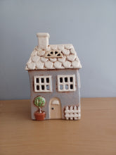 Load image into Gallery viewer, Village Pottery GREY GARDEN HOUSE Ceramic Tea Light Holder Gift