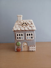 Load image into Gallery viewer, Village Pottery GREY GARDEN HOUSE Ceramic Tea Light Holder Gift