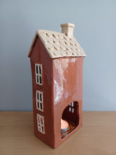 Load image into Gallery viewer, Village Pottery BROWN GARDEN HOUSE Large Ceramic Tea Light Holder Gift