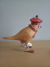 Load image into Gallery viewer, DCUK Garden Bird Red Tartan Hat and Scarf Named Hannah Gift Ornament 12cm Tall