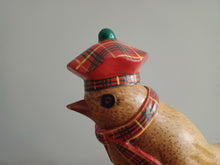 Load image into Gallery viewer, DCUK Garden Bird Red Tartan Hat and Scarf Named Hannah Gift Ornament 12cm Tall