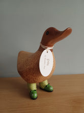Load image into Gallery viewer, DCUK Wild Welly CATERPILLAR BOOTS Wooden Duck Named TED Collectible Gift Ornament 12cm NEW