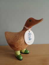 Load image into Gallery viewer, DCUK Wild Welly CATERPILLAR BOOTS Wooden Duck Named TED Collectible Gift Ornament 12cm NEW