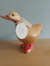 Load image into Gallery viewer, DCUK Wild Welly RED DRAGON BOOTS Wooden Duck Named BEN Collectible Gift Ornament 12cm NEW Wild Welly Range