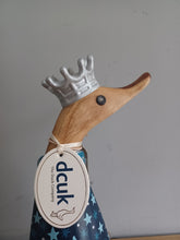Load image into Gallery viewer, DCUK Blue King Duck Named HOLLY Handpainted Wooden Christmas Duck Ornament Gift 18cm NEW