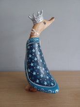 Load image into Gallery viewer, DCUK Blue King Duck Named HOLLY Handpainted Wooden Christmas Duck Ornament Gift 18cm NEW