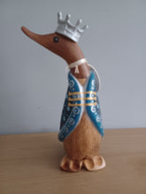 Load image into Gallery viewer, DCUK Blue King Duck Named HOLLY Handpainted Wooden Christmas Duck Ornament Gift 18cm NEW