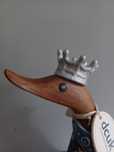 Load image into Gallery viewer, DCUK Blue King Duck Named HOLLY Handpainted Wooden Christmas Duck Ornament Gift 18cm NEW