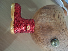 Load image into Gallery viewer, DCUK Wooden Disco Duck Red  Glitter Welly Boots Named PHILIP