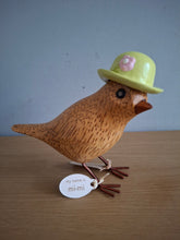 Load image into Gallery viewer, DCUK Wooden Garden Bird In Green Hat Named MIMI