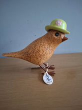 Load image into Gallery viewer, DCUK Wooden Garden Bird In Green Hat Named MIMI
