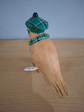 Load image into Gallery viewer, DCUK Garden Bird Green Tartan Hat and Scarf Named PHILIP Wooden Gift