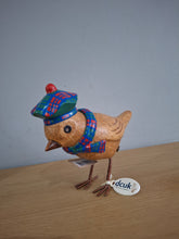 Load image into Gallery viewer, DCUK Wooden Garden Bird Blue and Red Tartan Hat and Scarf Named NATALIE