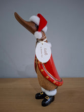 Load image into Gallery viewer, DCUK TRADITIONAL SANTA  DUCKLING Named GARY With Gift Bag Handpainted Wooden Christmas Duck Ornament Gift NEW