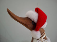 Load image into Gallery viewer, DCUK TRADITIONAL SANTA  DUCKLING Named GARY With Gift Bag Handpainted Wooden Christmas Duck Ornament Gift NEW