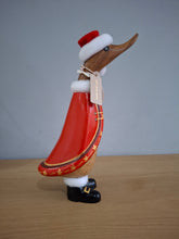 Load image into Gallery viewer, DCUK TRADITIONAL SANTA  DUCKLING Named GARY With Gift Bag Handpainted Wooden Christmas Duck Ornament Gift NEW