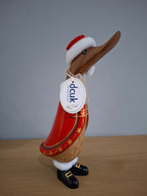 Load image into Gallery viewer, DCUK TRADITIONAL SANTA  DUCKLING Named GARY With Gift Bag Handpainted Wooden Christmas Duck Ornament Gift NEW