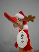Load image into Gallery viewer, DCUK RUDOLF REINDEER DUCKLING Named YULE Wooden Christmas Duck Ornament Gift