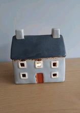 Load image into Gallery viewer, Village Pottery Grey CROFT HOUSE Tea Light Holder Ceramic Gift 12cm NEW