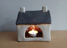 Load image into Gallery viewer, Village Pottery Grey CROFT HOUSE Tea Light Holder Ceramic Gift 12cm NEW