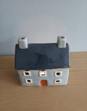 Load image into Gallery viewer, Village Pottery Grey CROFT HOUSE Tea Light Holder Ceramic Gift 12cm NEW