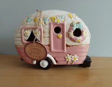 Load image into Gallery viewer, Village Pottery PINK CARAVAN Tea Light Holder Ceramic Gift 18cm NEW