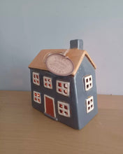 Load image into Gallery viewer, Village Pottery Tea Light House Ochre Grey Ceramic Gift