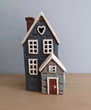 Load image into Gallery viewer, Village Pottery Navy Grey Porch HouseTea Light Holder Ceramic Gift