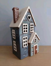 Load image into Gallery viewer, Village Pottery Navy Grey Porch HouseTea Light Holder Ceramic Gift