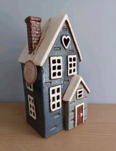Load image into Gallery viewer, Village Pottery Navy Grey Porch HouseTea Light Holder Ceramic Gift