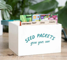 Load image into Gallery viewer, SEED PACKET STORAGE BOX Cream Wooden Garden Organiser Gift