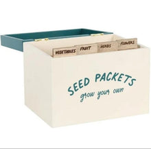 Load image into Gallery viewer, SEED PACKET STORAGE BOX Cream Wooden Garden Organiser Gift