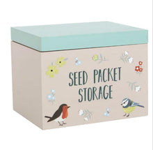 Load image into Gallery viewer, British Birds SEED PACKET STORAGE BOX Wooden Garden Organiser Gift