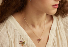 Load image into Gallery viewer, NECKLACE Fable England Enamel HUMMINGBIRD Pendant Necklace Jewellery
