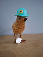 Load image into Gallery viewer, DCUK Wooden Garden Bird In Turquoise Hat Named COCO