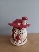 Load image into Gallery viewer, Village Pottery Red Toadstool Mushroom House Tea Light Holder Gift Ornament Decoration NEW