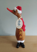 Load image into Gallery viewer, DCUK RUDOLF REINDEER DUCKLING Named FAITH With Gift Bag Handpainted Wooden Christmas Duck Ornament Gift 18cm NEW