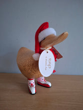 Load image into Gallery viewer, DCUK DUCKY Santa Hat and Boots Christmas Wooden Duck Named CHRIS