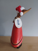 Load image into Gallery viewer, DCUK TRADITIONAL SANTA  DUCKLING Named EVE With Gift Bag Handpainted Wooden Christmas Duck Ornament Gift 18cm NEW