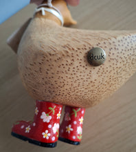 Load image into Gallery viewer, DCUK Red Floral Hat and Boots Ducky Duck Named BEATRIX 12cm New