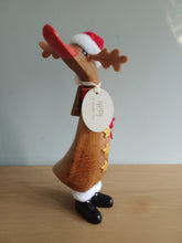 Load image into Gallery viewer, DCUK RUDOLF REINDEER DUCKLING Named FAITH With Gift Bag Handpainted Wooden Christmas Duck Ornament Gift 18cm NEW