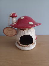 Load image into Gallery viewer, Village Pottery Red Toadstool Mushroom House Tea Light Holder Gift Ornament Decoration NEW