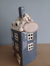 Load image into Gallery viewer, Village Pottery Navy Garden House Tea Light Holder Gift Ornament Decoration 22cm NEW