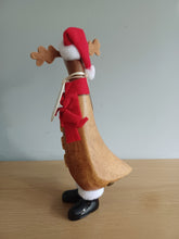 Load image into Gallery viewer, DCUK RUDOLF REINDEER DUCKLING Named FAITH With Gift Bag Handpainted Wooden Christmas Duck Ornament Gift 18cm NEW