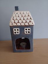 Load image into Gallery viewer, Village Pottery Navy Garden House Tea Light Holder Gift Ornament Decoration 22cm NEW
