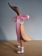Load image into Gallery viewer, DCUK Wooden Duck Named Ella Pink Floral Boots 35cm Free Gift Box