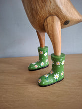 Load image into Gallery viewer, DCUK Wooden Duck Named AMANDA Green Floral Boots 35cm Free Gift Box